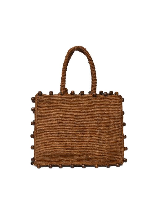 Borsa Vanity in rafia con perle in legno Mc2 Saint Barth | VANI01309044L